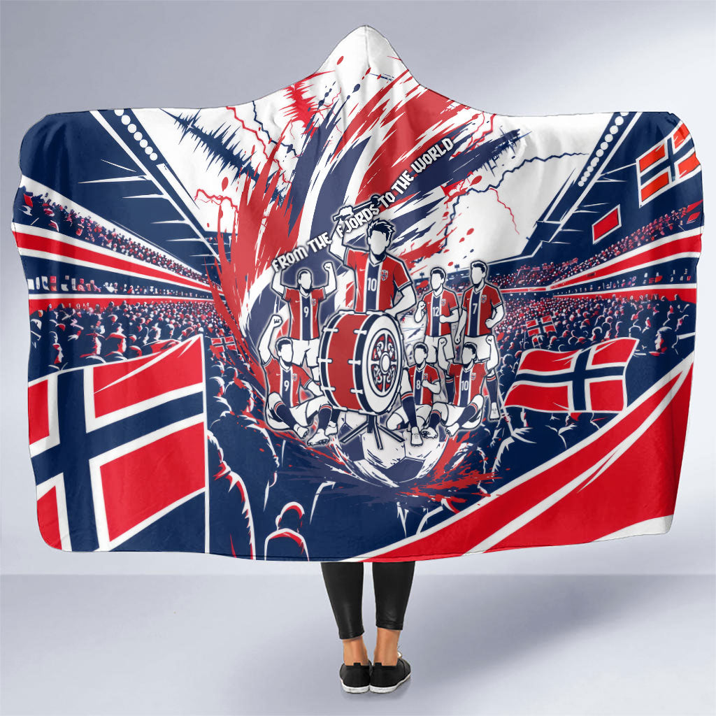 Norway Football From The Fjords To The World Hooded Blanket Viking Shield Paint Splatter Soccer Team