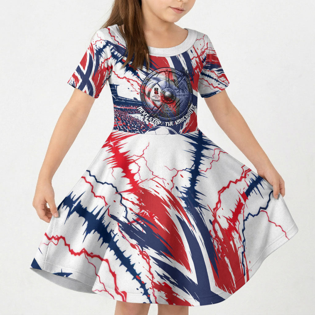 Norway Football From The Fjords To The World Kid Short Sleeve Dress Viking Shield Paint Splatter Soccer Team