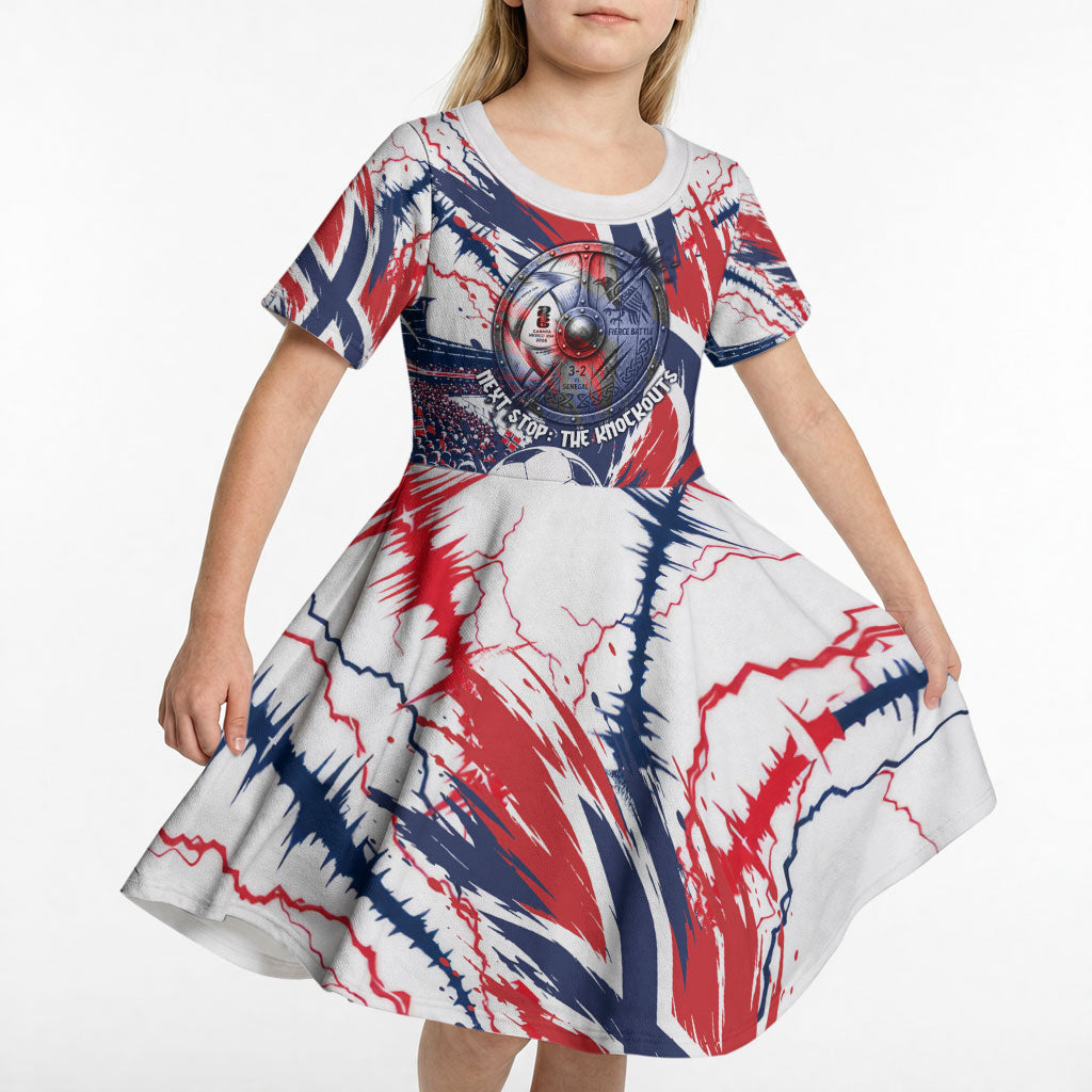 Norway Football From The Fjords To The World Kid Short Sleeve Dress Viking Shield Paint Splatter Soccer Team