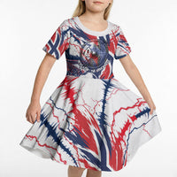 Norway Football From The Fjords To The World Kid Short Sleeve Dress Viking Shield Paint Splatter Soccer Team
