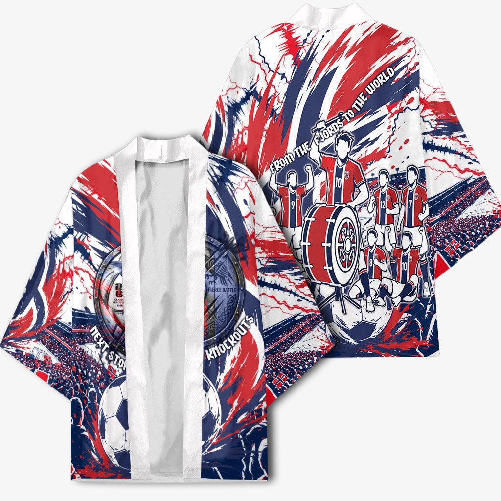 Norway Football From The Fjords To The World Kimono Viking Shield Paint Splatter Soccer Team
