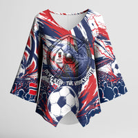 Norway Football From The Fjords To The World Kimono Sleeve Blouse Viking Shield Paint Splatter Soccer Team