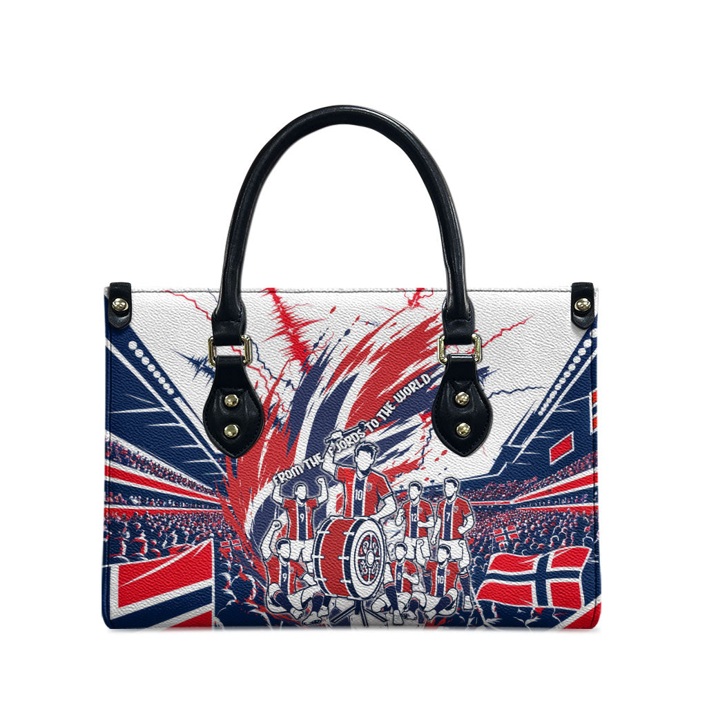 Norway Football From The Fjords To The World Leather Bag Viking Shield Paint Splatter Soccer Team