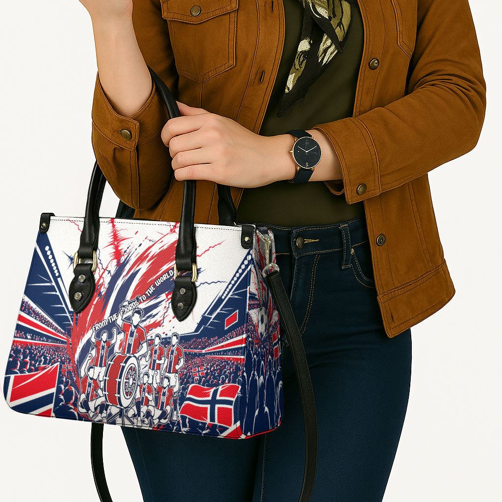 Norway Football From The Fjords To The World Leather Bag Viking Shield Paint Splatter Soccer Team