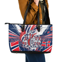 Norway Football From The Fjords To The World Leather Tote Bag Viking Shield Paint Splatter Soccer Team