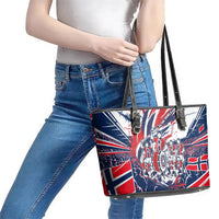 Norway Football From The Fjords To The World Leather Tote Bag Viking Shield Paint Splatter Soccer Team