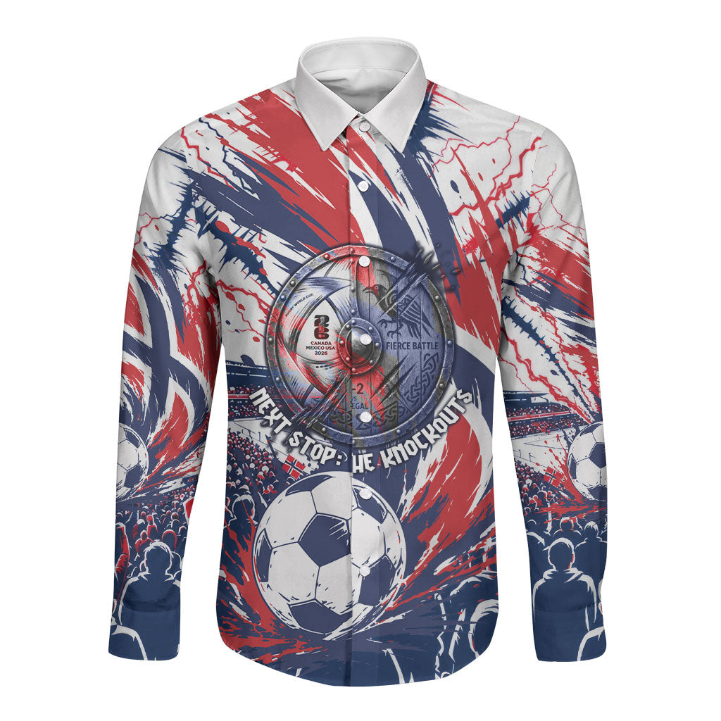 Norway Football From The Fjords To The World Long Sleeve Button Shirt Viking Shield Paint Splatter Soccer Team