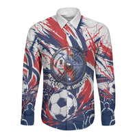Norway Football From The Fjords To The World Long Sleeve Button Shirt Viking Shield Paint Splatter Soccer Team