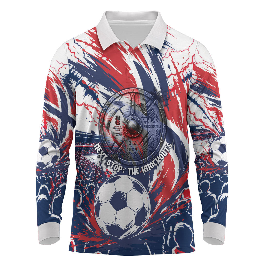 Norway Football From The Fjords To The World Long Sleeve Polo Shirt Viking Shield Paint Splatter Soccer Team