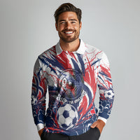 Norway Football From The Fjords To The World Long Sleeve Polo Shirt Viking Shield Paint Splatter Soccer Team