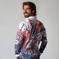 Norway Football From The Fjords To The World Long Sleeve Polo Shirt Viking Shield Paint Splatter Soccer Team