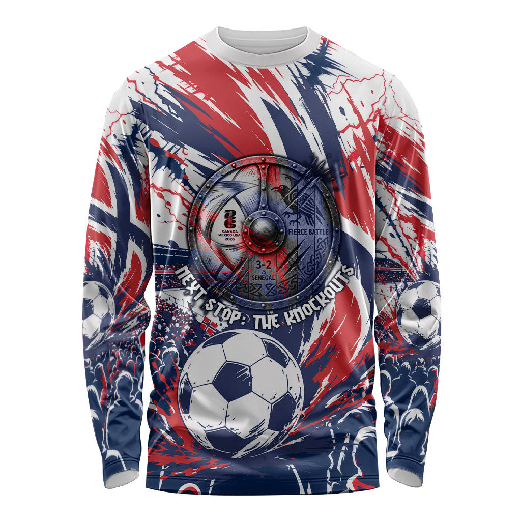 Norway Football From The Fjords To The World Long Sleeve Shirt Viking Shield Paint Splatter Soccer Team