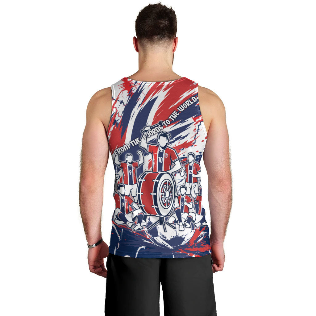 Norway Football From The Fjords To The World Men Tank Top Viking Shield Paint Splatter Soccer Team