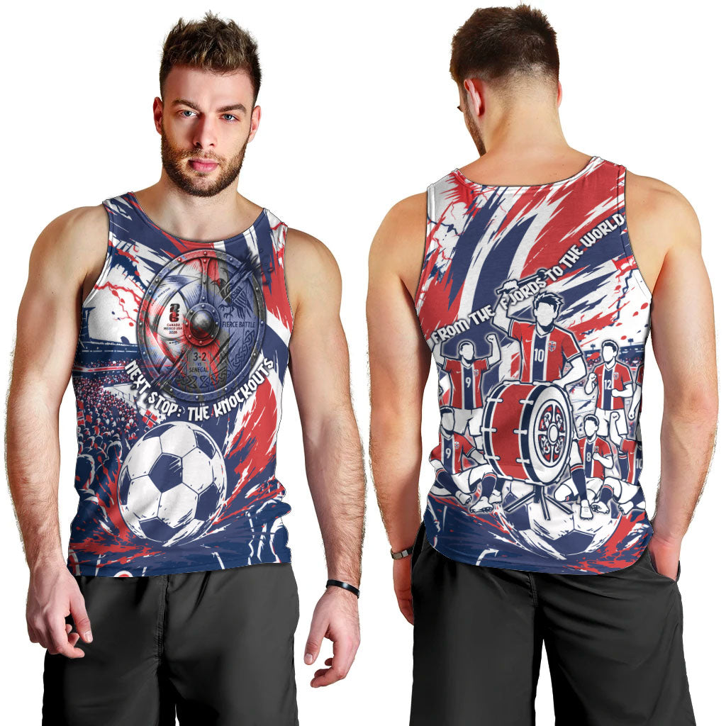 Norway Football From The Fjords To The World Men Tank Top Viking Shield Paint Splatter Soccer Team