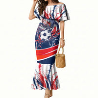 Norway Football From The Fjords To The World Mermaid Dress Viking Shield Paint Splatter Soccer Team