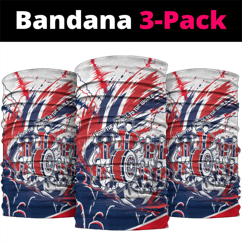 Norway Football From The Fjords To The World Neck Gaiter Viking Shield Paint Splatter Soccer Team
