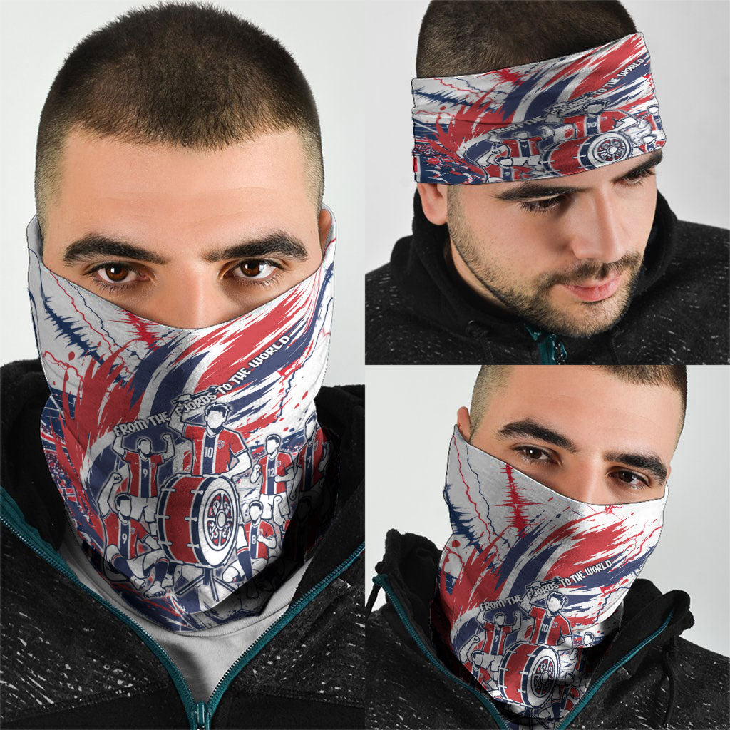 Norway Football From The Fjords To The World Neck Gaiter Viking Shield Paint Splatter Soccer Team