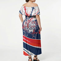 Norway Football From The Fjords To The World Off Shoulder Maxi Dress Viking Shield Paint Splatter Soccer Team