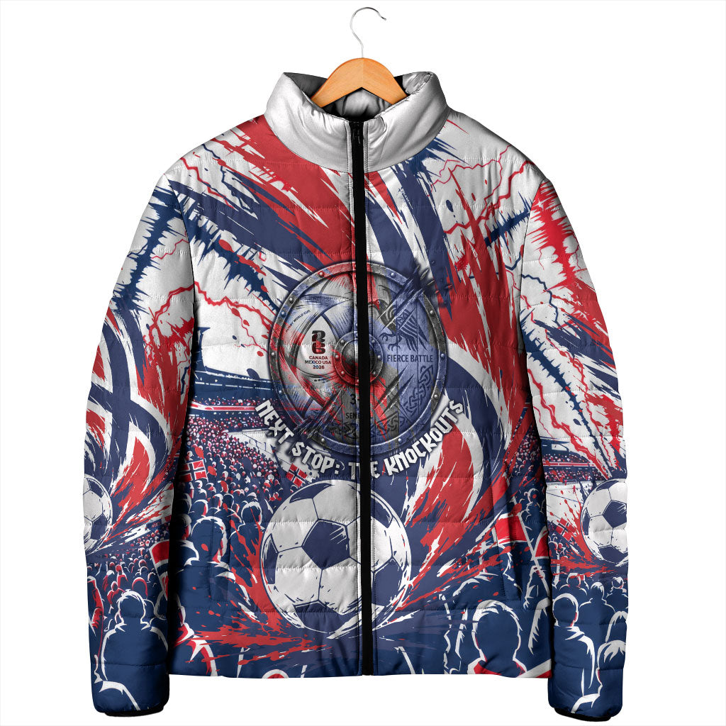 Norway Football From The Fjords To The World Padded Jacket Viking Shield Paint Splatter Soccer Team