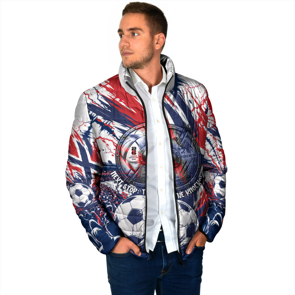Norway Football From The Fjords To The World Padded Jacket Viking Shield Paint Splatter Soccer Team