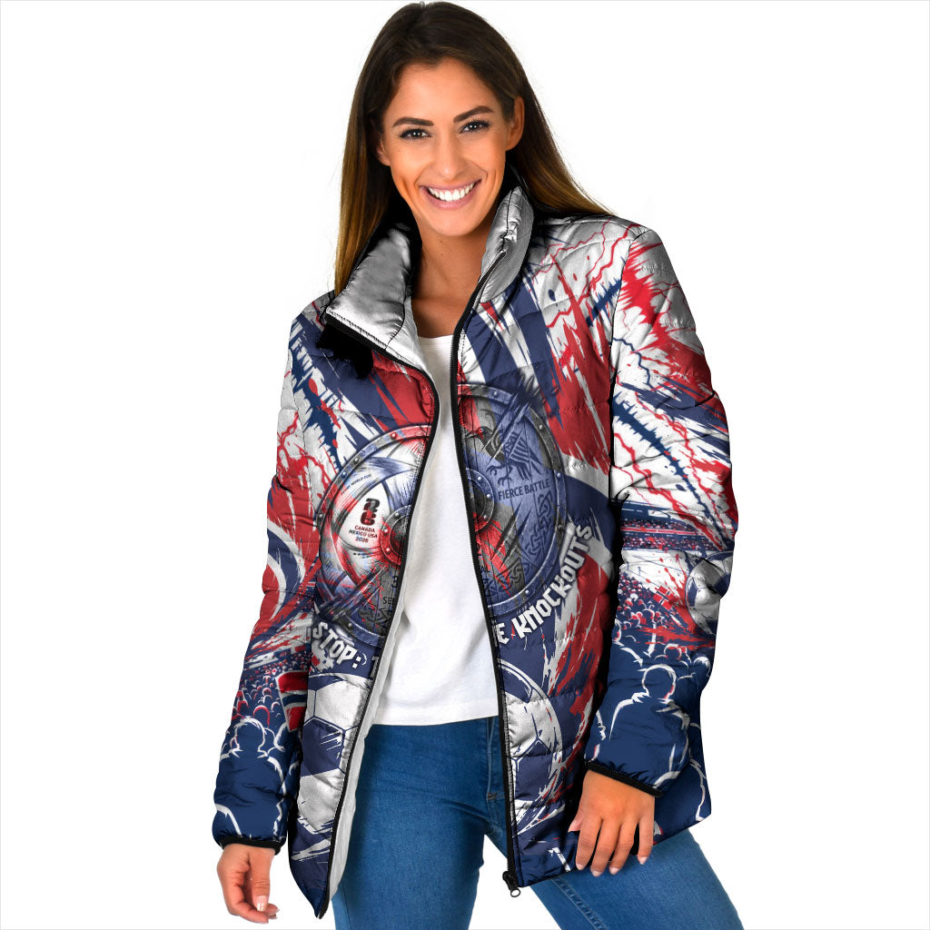 Norway Football From The Fjords To The World Padded Jacket Viking Shield Paint Splatter Soccer Team