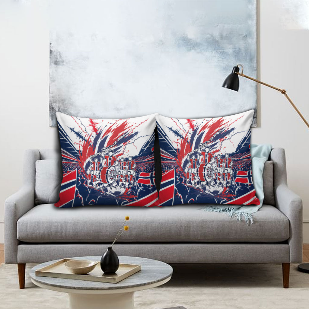 Norway Football From The Fjords To The World Pillow Cover Viking Shield Paint Splatter Soccer Team