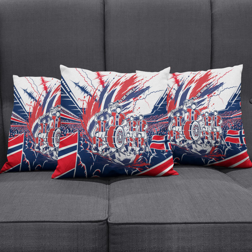 Norway Football From The Fjords To The World Pillow Cover Viking Shield Paint Splatter Soccer Team