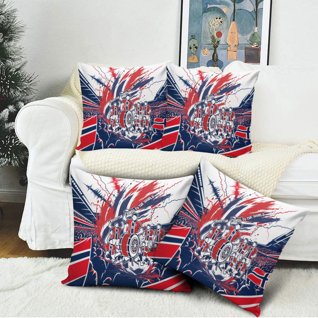 Norway Football From The Fjords To The World Pillow Cover Viking Shield Paint Splatter Soccer Team