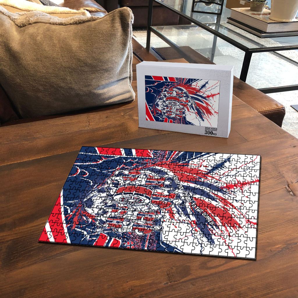 Norway Football From The Fjords To The World Puzzle Viking Shield Paint Splatter Soccer Team
