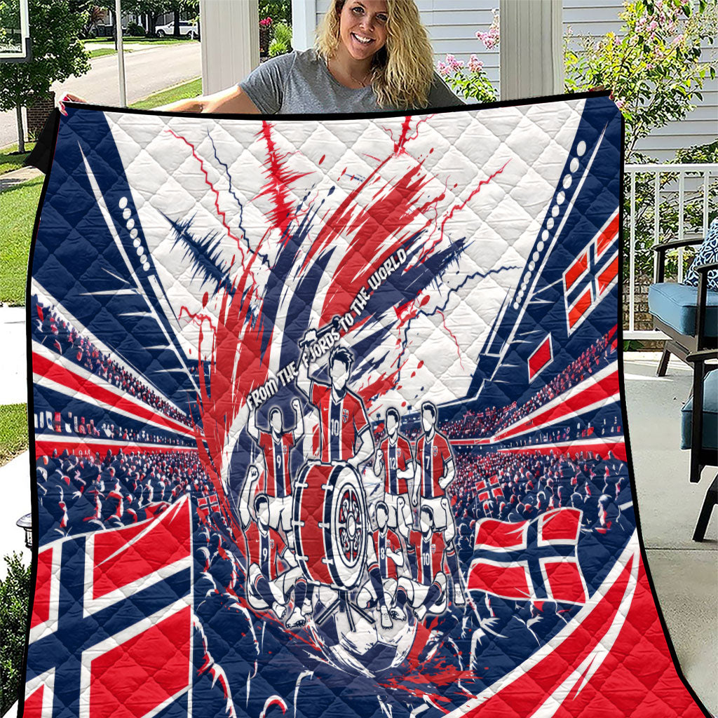 Norway Football From The Fjords To The World Quilt Viking Shield Paint Splatter Soccer Team