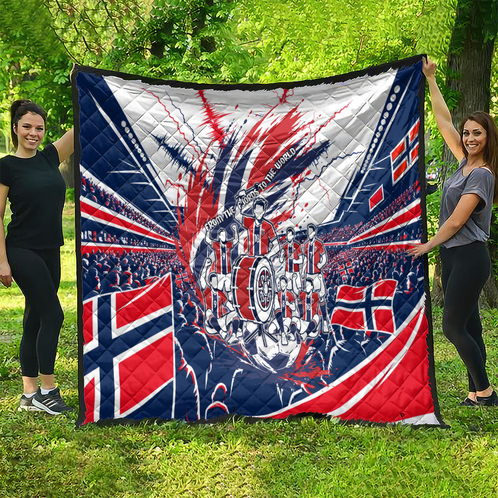 Norway Football From The Fjords To The World Quilt Viking Shield Paint Splatter Soccer Team