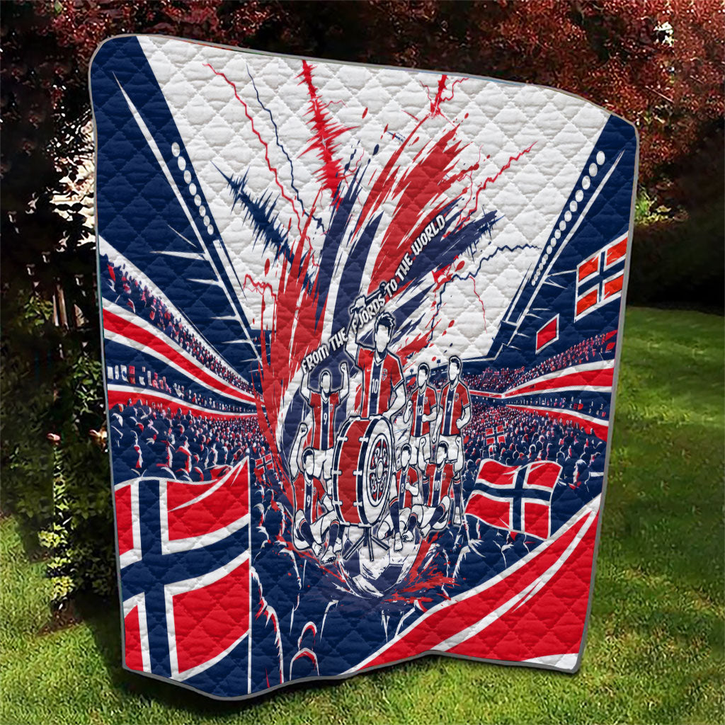 Norway Football From The Fjords To The World Quilt Viking Shield Paint Splatter Soccer Team