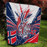 Norway Football From The Fjords To The World Quilt Viking Shield Paint Splatter Soccer Team