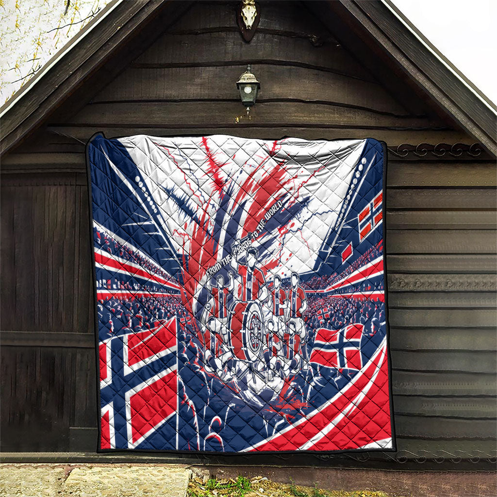 Norway Football From The Fjords To The World Quilt Viking Shield Paint Splatter Soccer Team