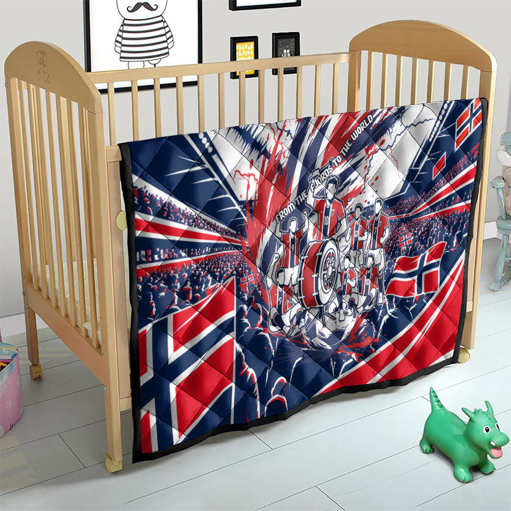Norway Football From The Fjords To The World Quilt Viking Shield Paint Splatter Soccer Team