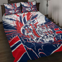 Norway Football From The Fjords To The World Quilt Bed Set Viking Shield Paint Splatter Soccer Team