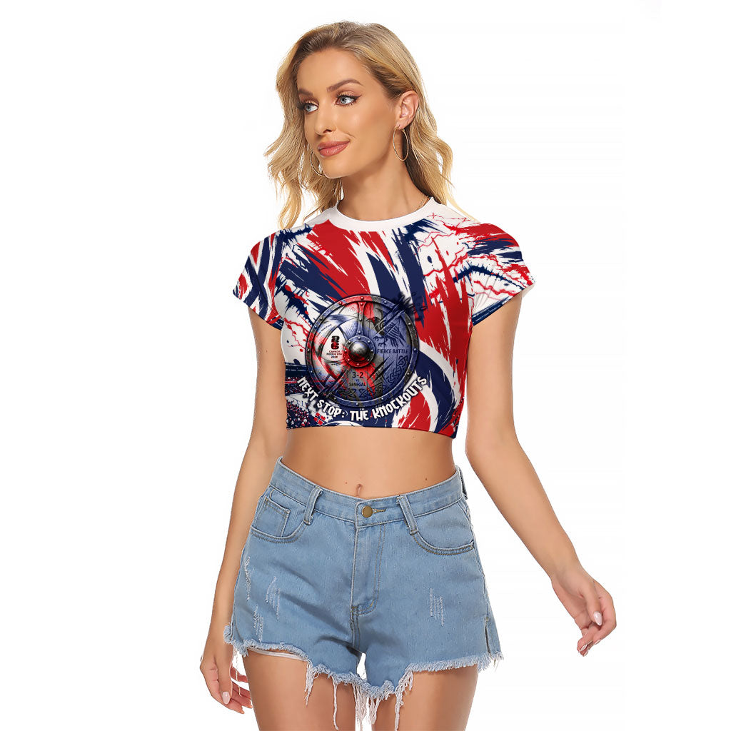 Norway Football From The Fjords To The World Raglan Cropped T Shirt Viking Shield Paint Splatter Soccer Team