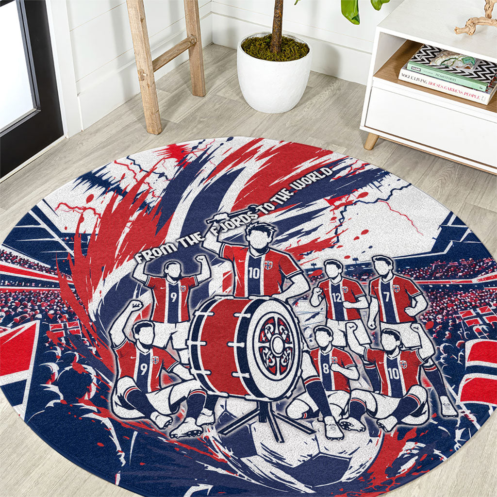 Norway Football From The Fjords To The World Round Carpet Viking Shield Paint Splatter Soccer Team