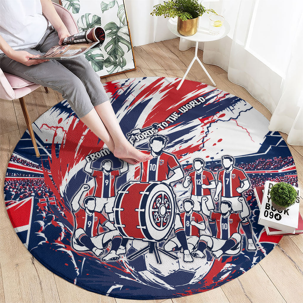 Norway Football From The Fjords To The World Round Carpet Viking Shield Paint Splatter Soccer Team