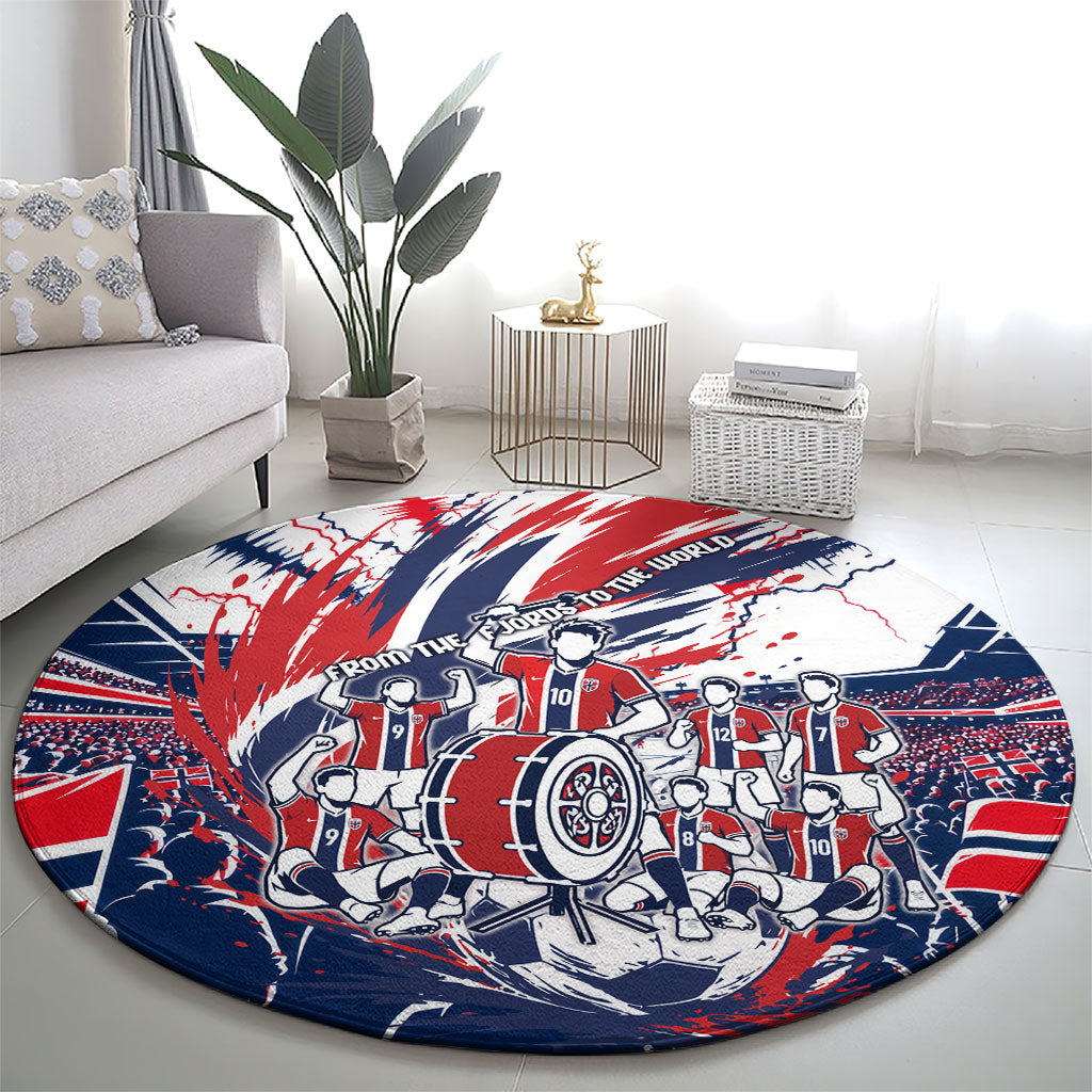 Norway Football From The Fjords To The World Round Carpet Viking Shield Paint Splatter Soccer Team
