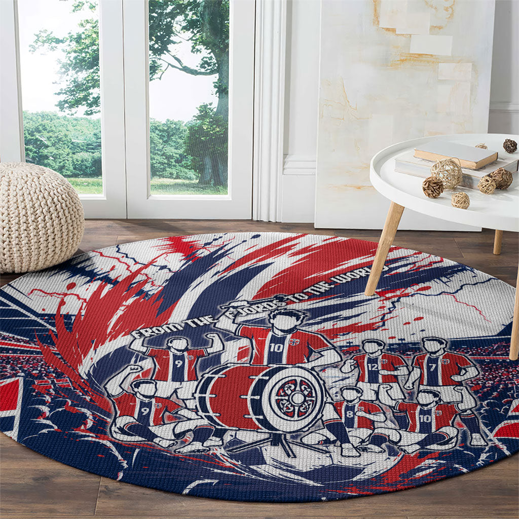 Norway Football From The Fjords To The World Round Carpet Viking Shield Paint Splatter Soccer Team
