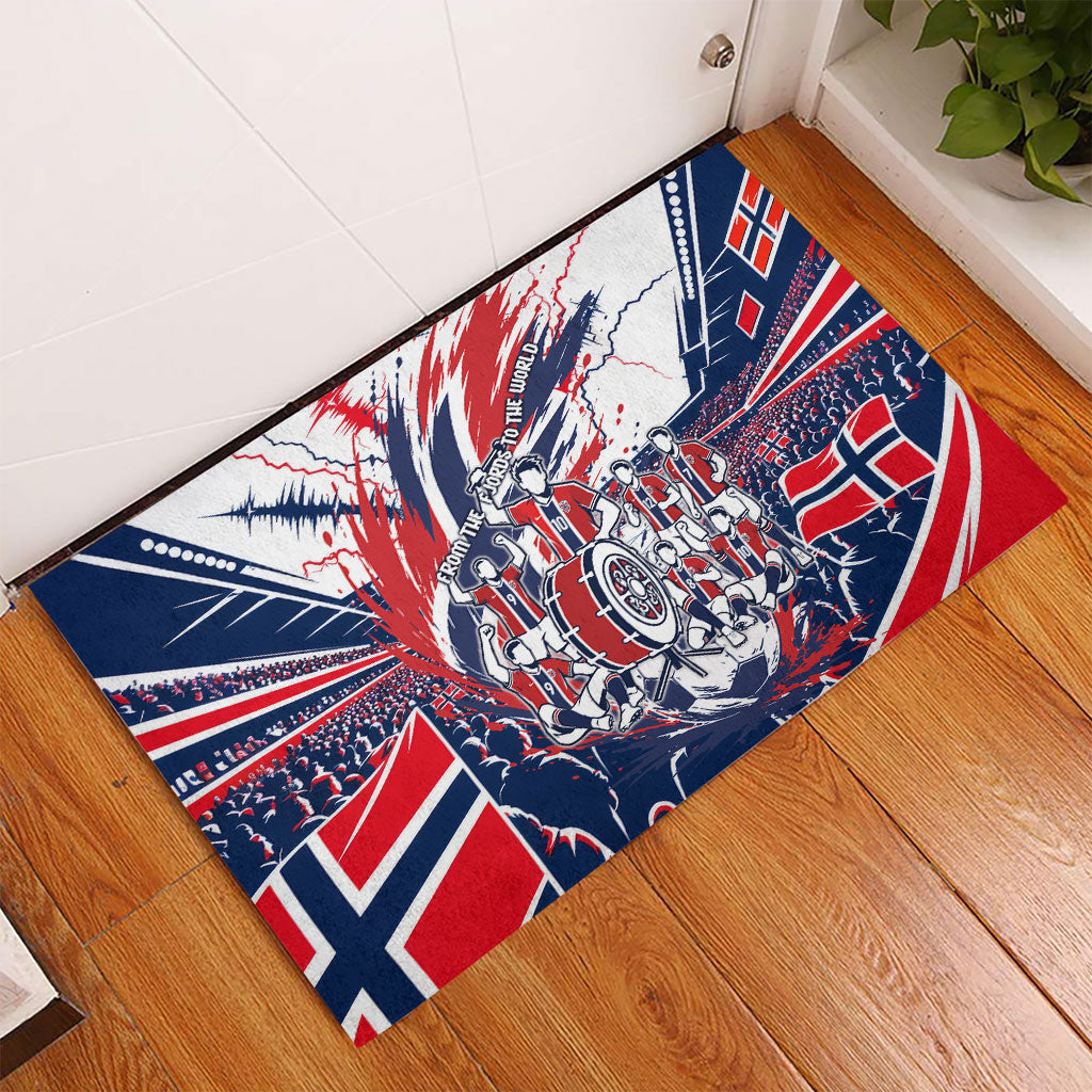 Norway Football From The Fjords To The World Rubber Doormat Viking Shield Paint Splatter Soccer Team