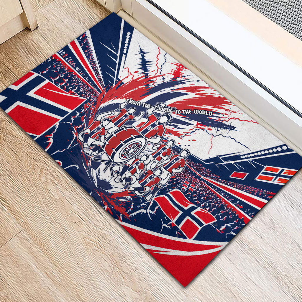 Norway Football From The Fjords To The World Rubber Doormat Viking Shield Paint Splatter Soccer Team