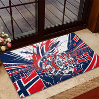 Norway Football From The Fjords To The World Rubber Doormat Viking Shield Paint Splatter Soccer Team