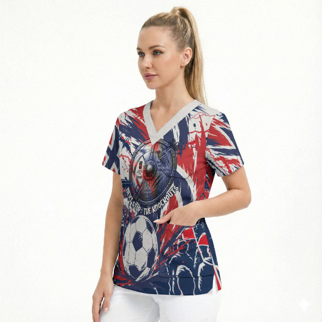 Norway Football From The Fjords To The World Scrub Top Viking Shield Paint Splatter Soccer Team