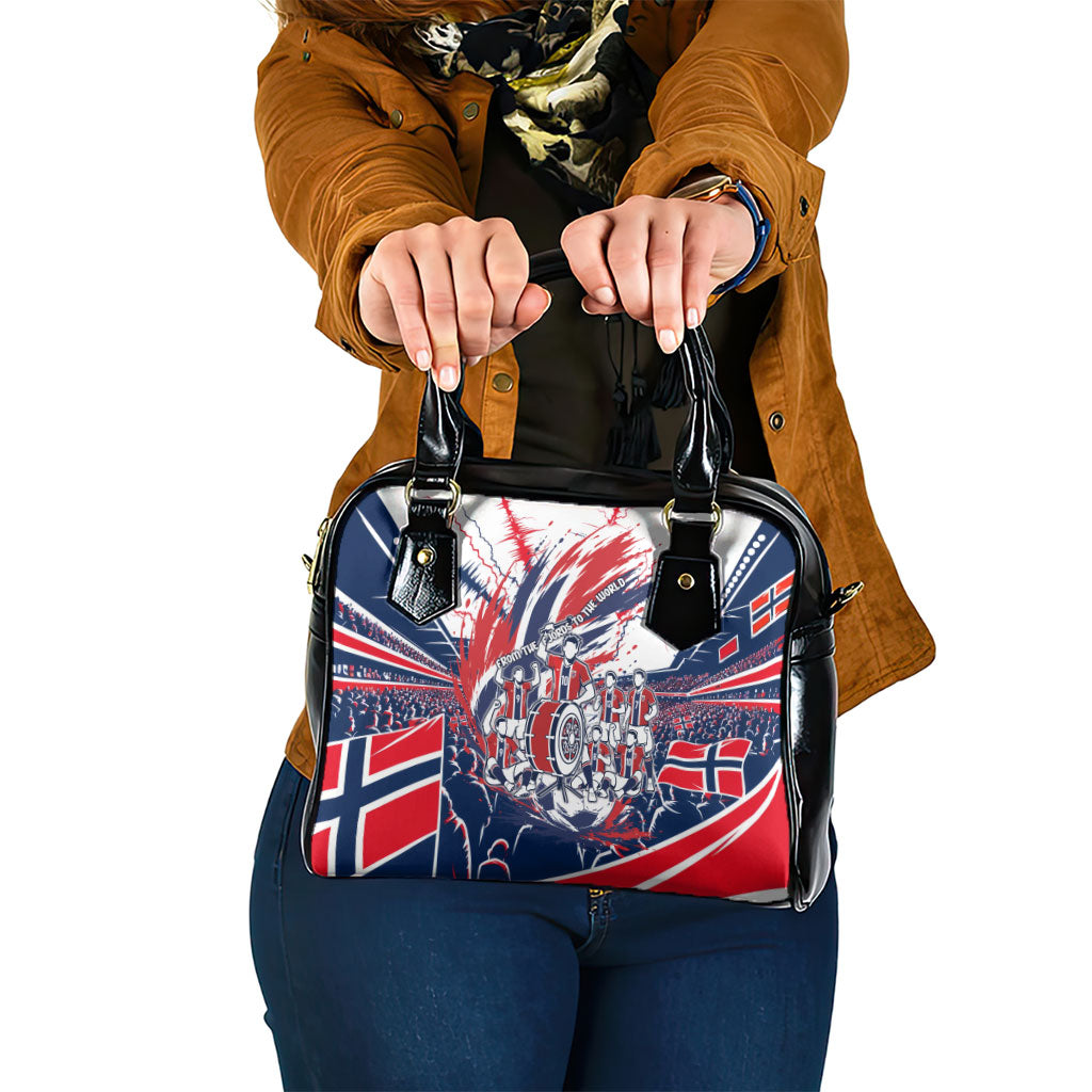 Norway Football From The Fjords To The World Shoulder Handbag Viking Shield Paint Splatter Soccer Team