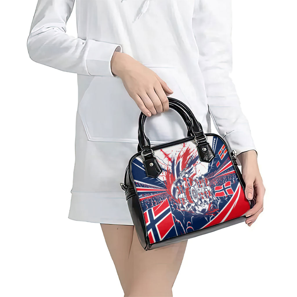 Norway Football From The Fjords To The World Shoulder Handbag Viking Shield Paint Splatter Soccer Team