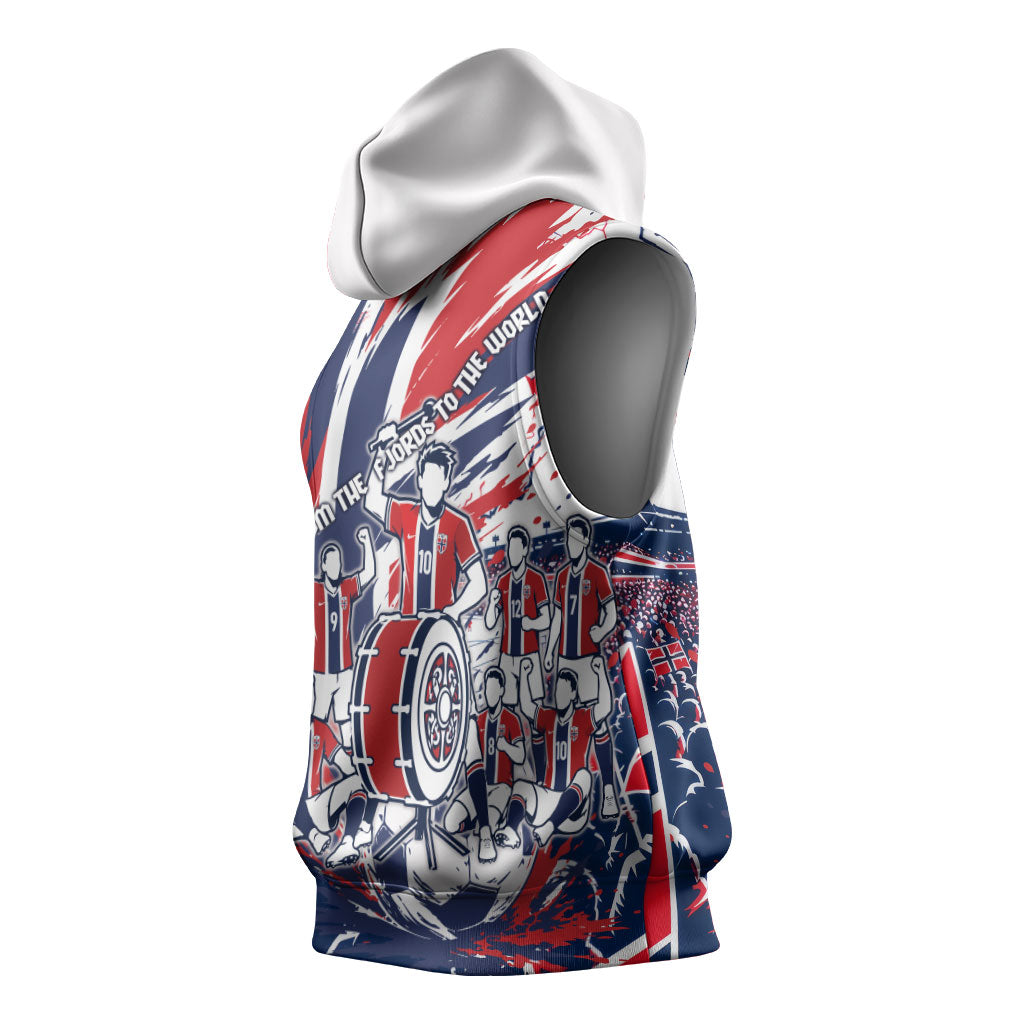 Norway Football From The Fjords To The World Sleeveless Hoodie Viking Shield Paint Splatter Soccer Team