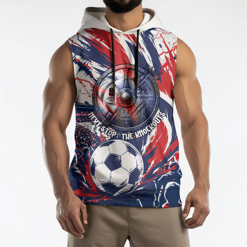 Norway Football From The Fjords To The World Sleeveless Hoodie Viking Shield Paint Splatter Soccer Team