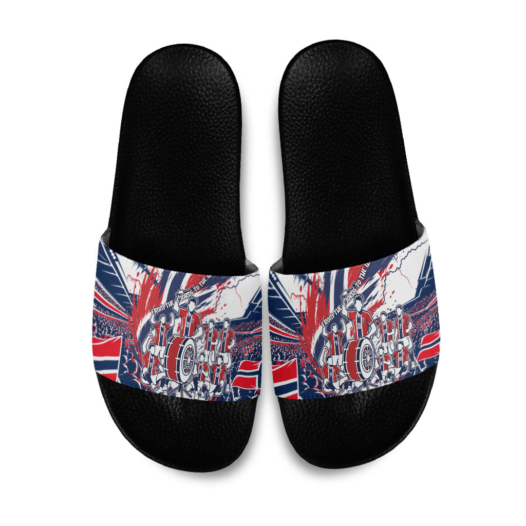 Norway Football From The Fjords To The World Slide Sandals Viking Shield Paint Splatter Soccer Team